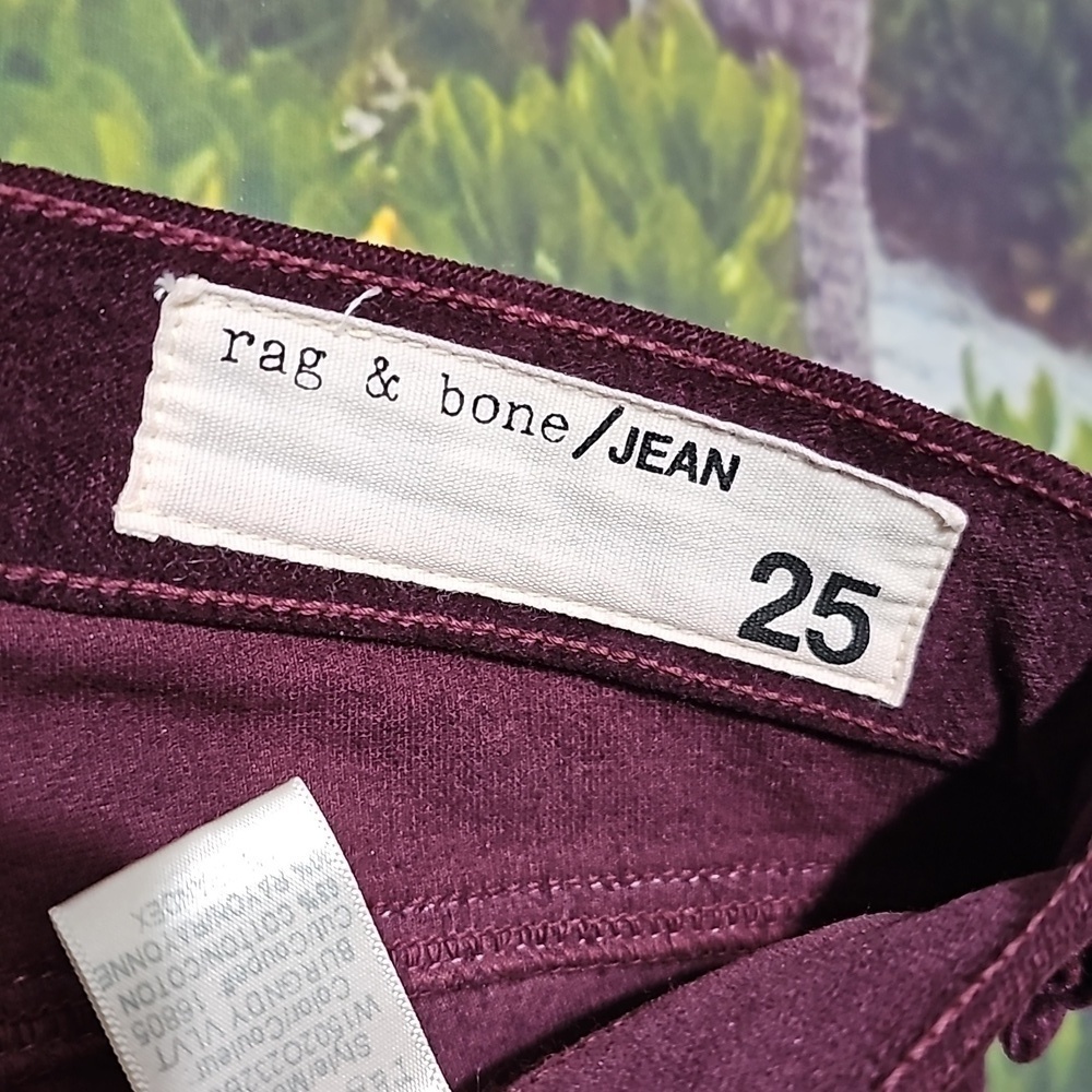 Rag & Bone Skinny‎ Velvet Burgundy Jeans Size 25 - Picture 3 of 5